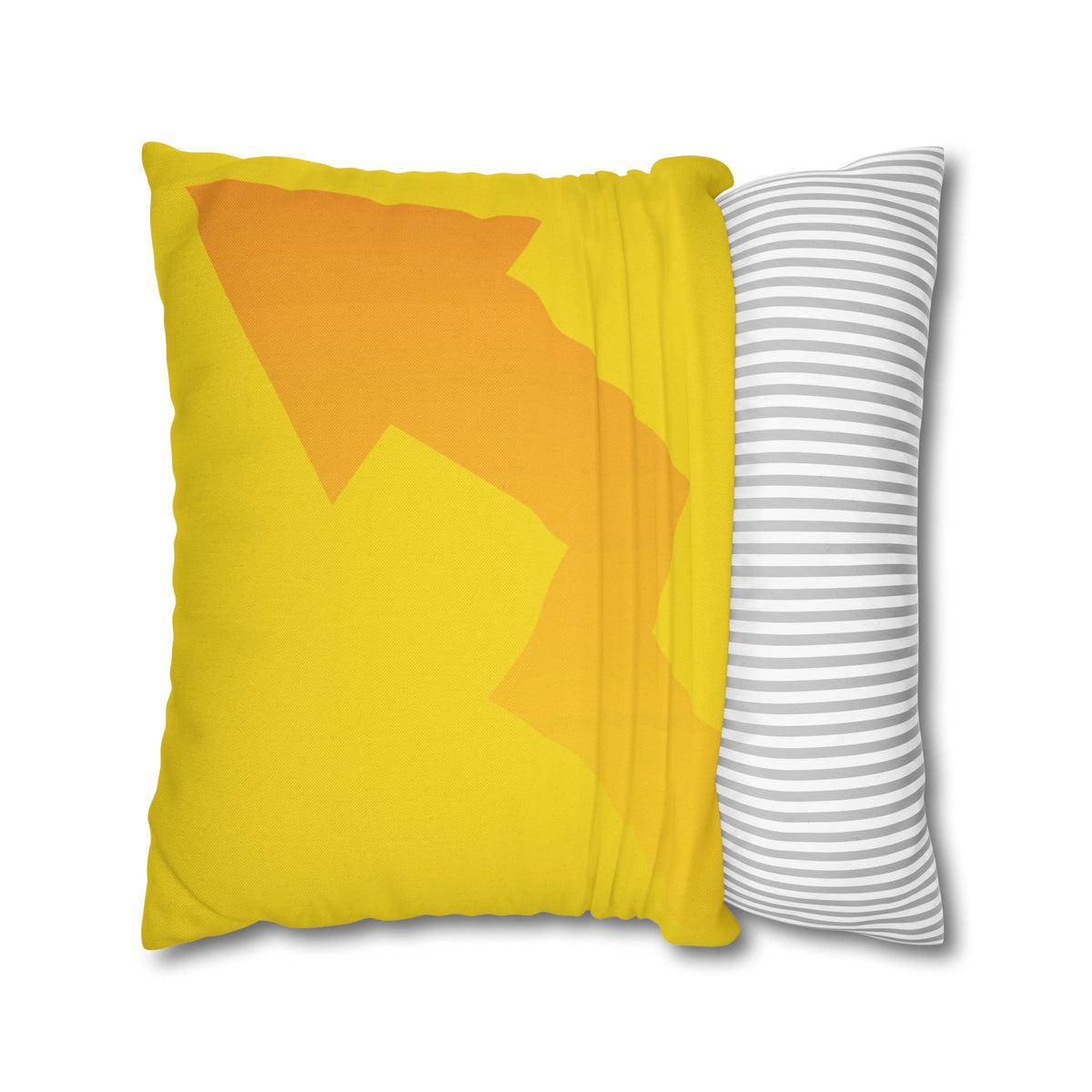 Spun Polyester Square Pillowcase, Yellow and White