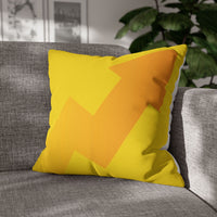 Spun Polyester Square Pillowcase, Yellow and White