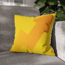 Spun Polyester Square Pillowcase, Yellow and White