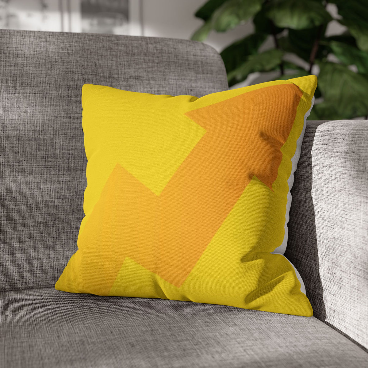 Spun Polyester Square Pillowcase, Yellow and White