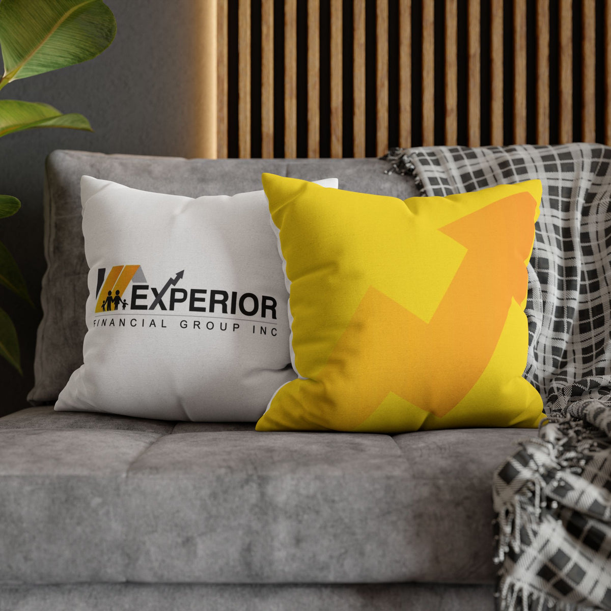 Spun Polyester Square Pillowcase, Yellow and White