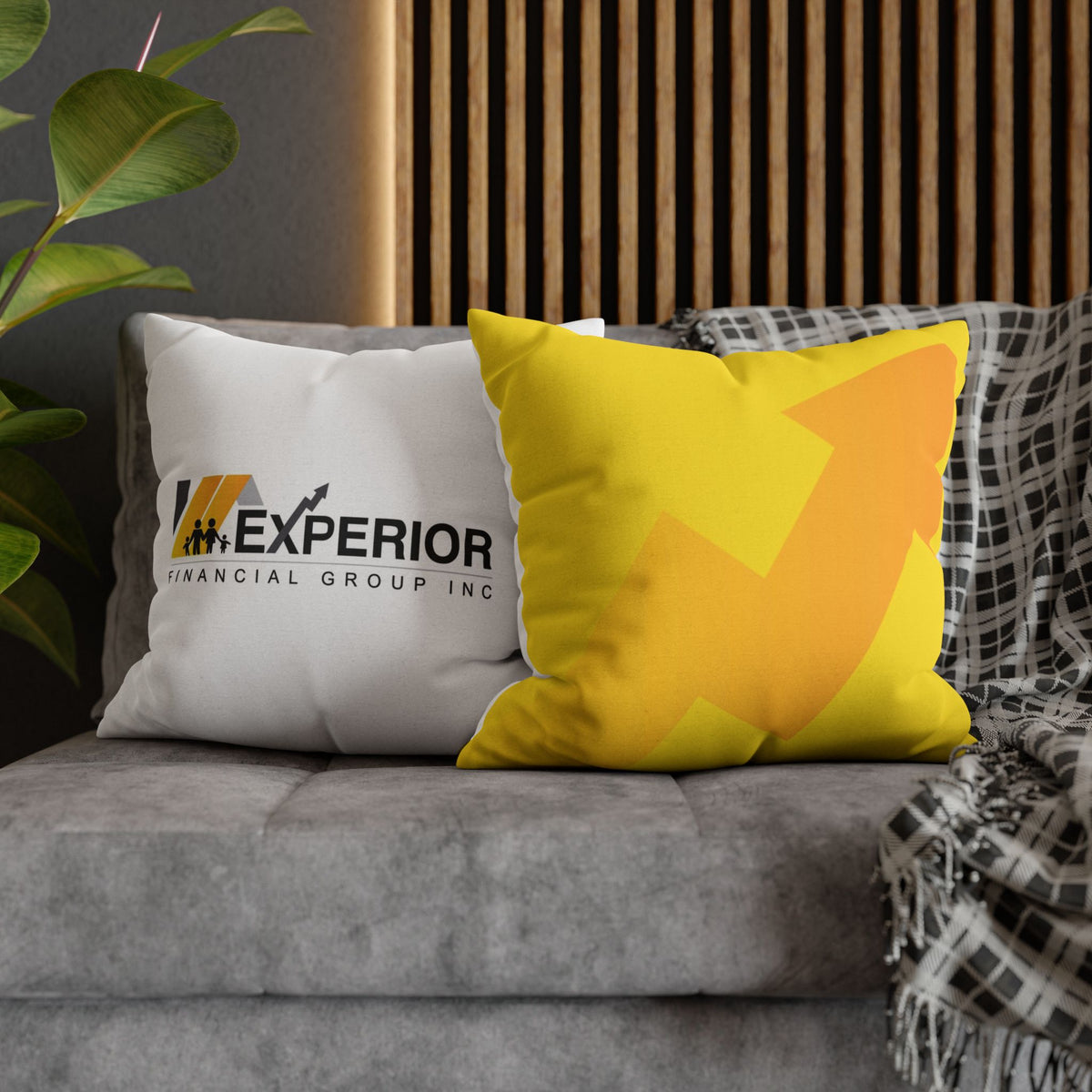 Spun Polyester Square Pillowcase, Yellow and White