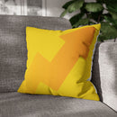 Spun Polyester Square Pillowcase, Yellow and White