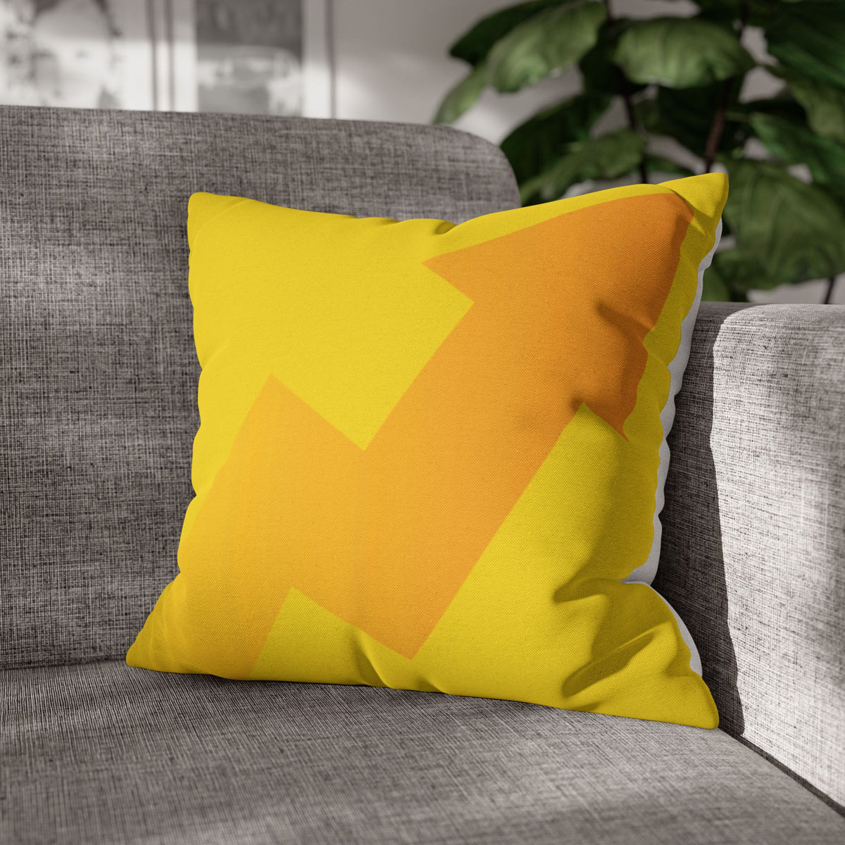 Spun Polyester Square Pillowcase, Yellow and White