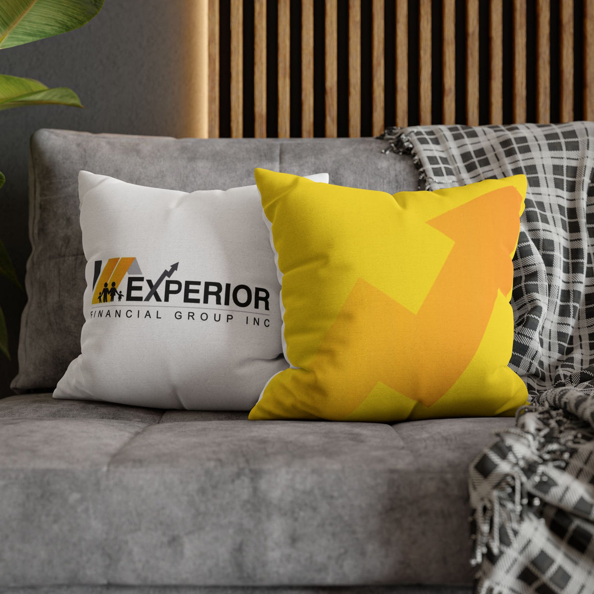 Spun Polyester Square Pillowcase, Yellow and White