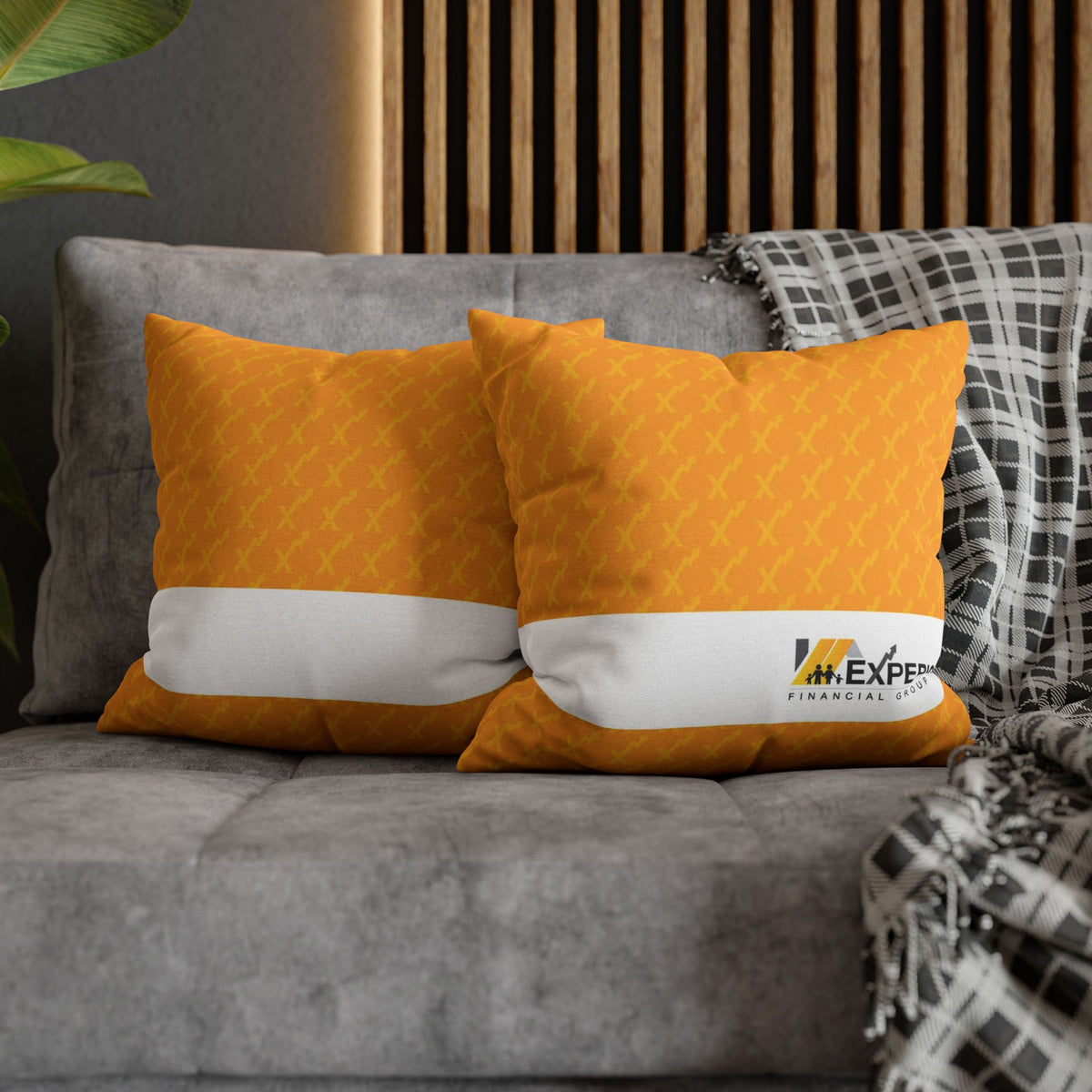 Spun Polyester Square Pillowcase, Orange
