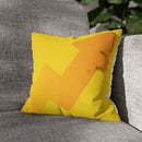 Spun Polyester Square Pillowcase, Yellow and White