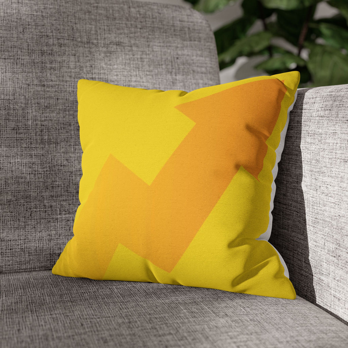 Spun Polyester Square Pillowcase, Yellow and White